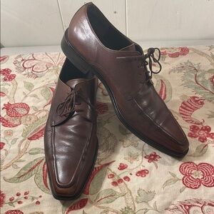 Salvatore Ferragamo Brown Pebble Leather Lace Up Sleek Square Oxfords Shoes